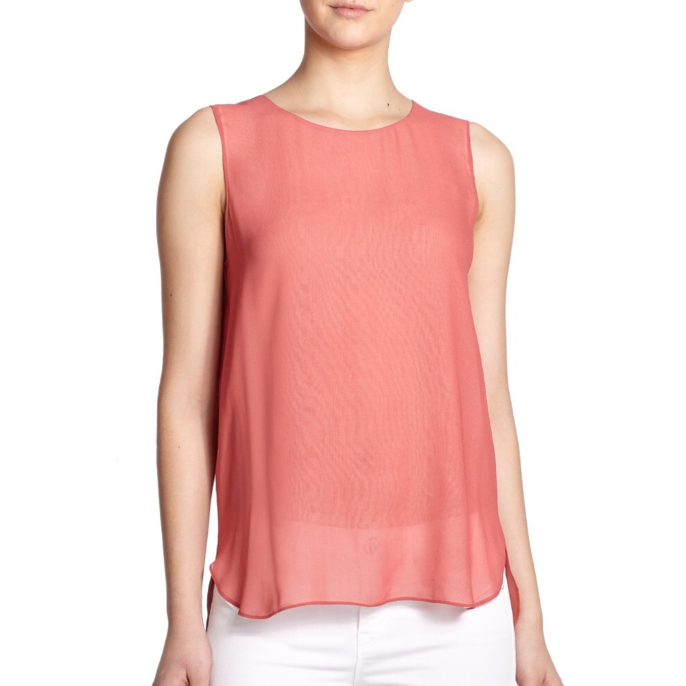Vince. Color Block Double Layer Tank in Rosewood